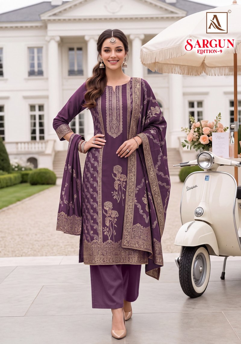 Sargun Edition 9 By Alok Viscose Maslin Jacquard Dress Material 